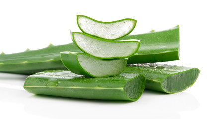 Aloe sliced, isolated on a white background