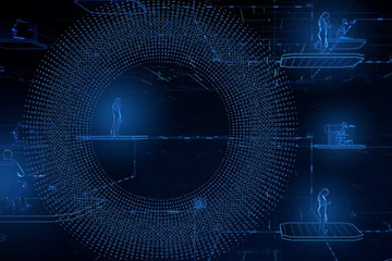 The concept of the world of the future. The relationship of people on the Internet. Internet space and technology.