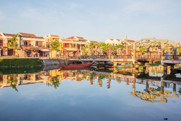 view of Hoi An ancient town, UNESCO world heritage, at Quang Nam province. Vietnam. Hoi An is one of the most popular destinations in Vietnam