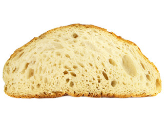 Slice of round bread isolated on white
