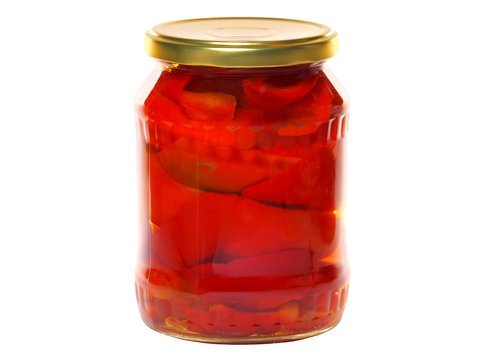 Pickled pepper in a glass jar
