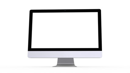 Fototapeta premium flat monitor white screen computer, pc display digital illustration screen and slim 3d