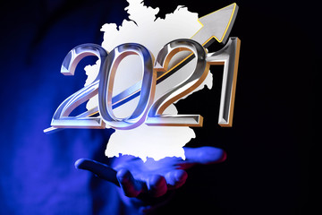 Abstract of germany map network, internet and global connection concept, Wire Frame 3D