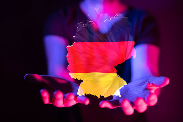 Abstract of germany map network, internet and global connection concept, Wire Frame 3D