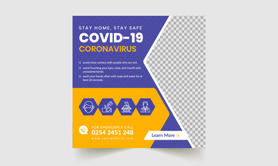 Medical health banner about coronavirus, social media post banner  or Web banner Template And Flyer
