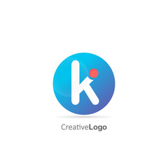 Initial letter K logo with circle and red dot. Design vector illustration logo for company template