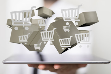 Transport Cardboard boxes, logistics and delivery concept digital  3d.