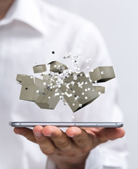 Transport Cardboard boxes, logistics and delivery concept digital  3d.
