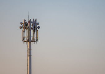 A Large Communications Tower on a Blue Sky.