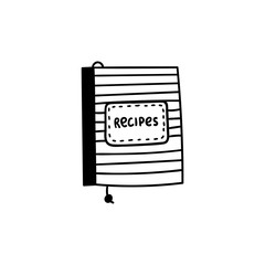 Hand Drawn cook book doodle. Sketch style icon. Decoration element. Isolated on white background. Flat design. Vector illustration.