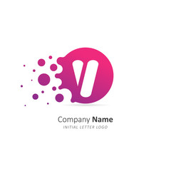 Initial letter V Logo with a lot of dots. Design vector splash dots logo for company. Illustration template