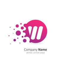 Initial letter W Logo with a lot of dots. Design vector splash dots logo for company. Illustration template