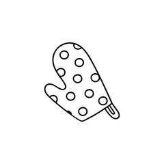 Vector doodle kitchen potholder. Cooking, cooking utensils, home elements. Hand doodle illustration isolated on white background.