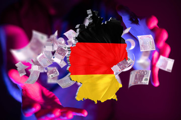Abstract of germany map network, internet and global connection concept, Wire Frame 3D