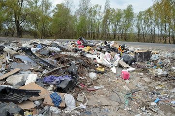 Spring landscape.Ecology of Ukraine. Nature near Ukrainian capital. Environmental contamination....
