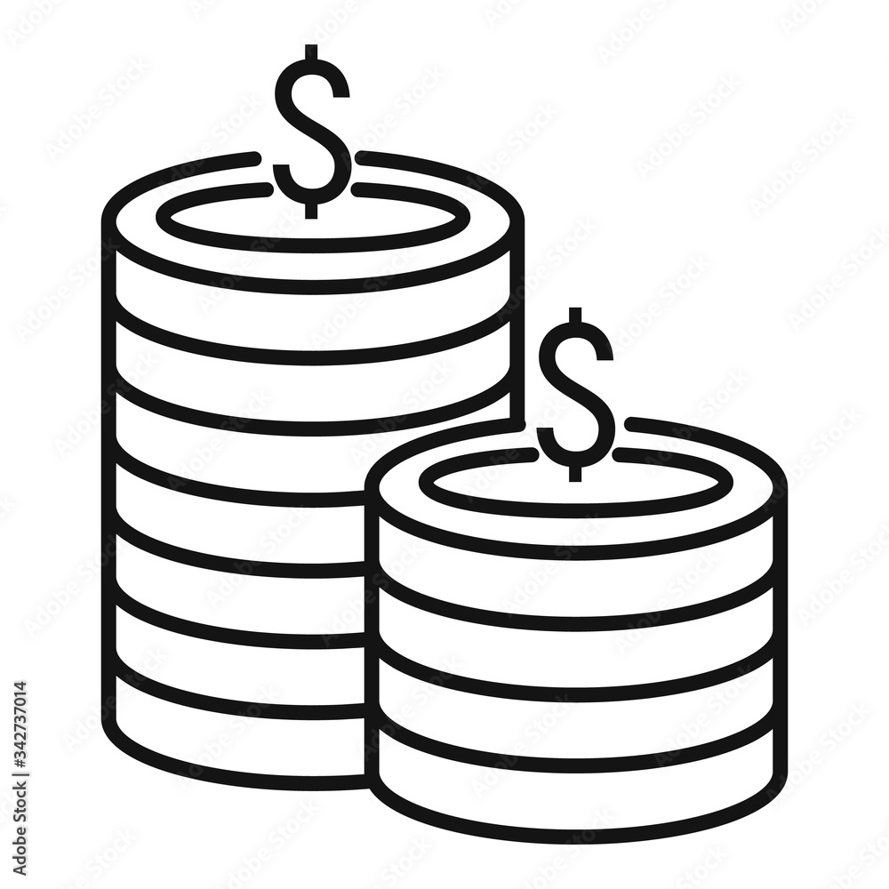 Poster millionare coins stack icon. outline millionare coins stack vector icon for web design isolated on w