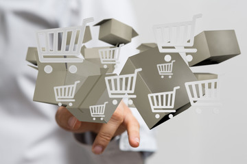 Transport Cardboard boxes, logistics and delivery concept digital  3d.