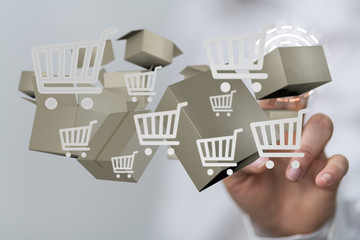 Transport Cardboard boxes, logistics and delivery concept digital  3d.
