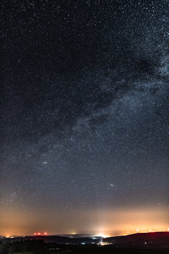 Droga Mleczna, Milky Way , Gwiazdy, Farma Wiatrowa nocą, noc, gwieździsta noc, n&oacute;w,