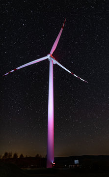 Droga Mleczna, Milky Way , Gwiazdy, Farma Wiatrowa nocą, noc, gwieździsta noc, n&oacute;w,