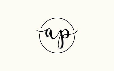 ap or pa and a, p Lowercase Cursive Letter Initial Logo Design, Vector Template
