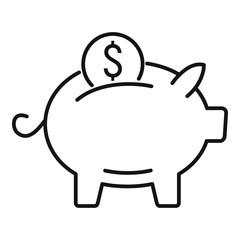 Millionaire piggy bank icon. Outline millionaire piggy bank vector icon for web design isolated on white background