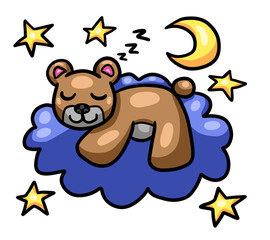 Stylized Sleeping Teddy Bear Cloud Hug