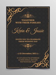 Luxury vintage golden vector invitation card template	