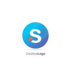 Initial letter S logo with circle and red dot. Design vector illustration logo for company template