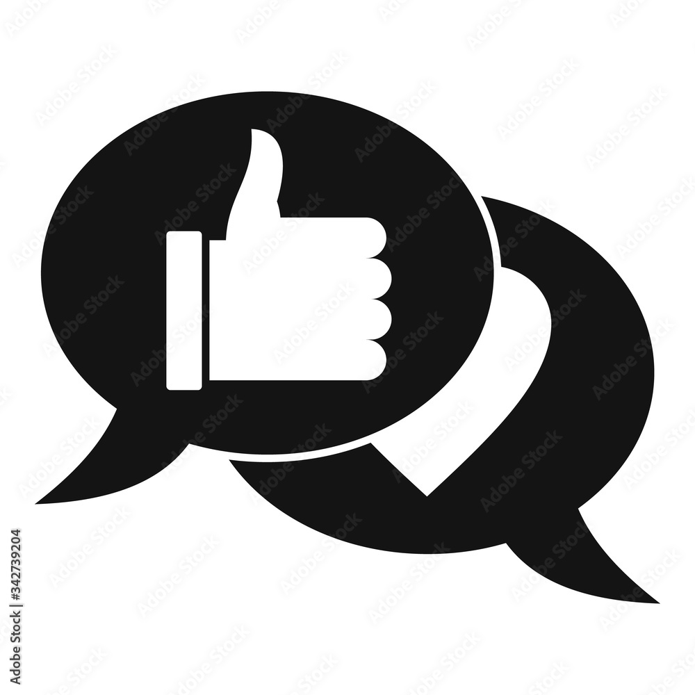 Poster thumb up chat icon. simple illustration of thumb up chat vector icon for web design isolated on whit