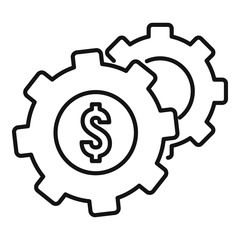 Money gear system icon. Outline money gear system vector icon for web design isolated on white background