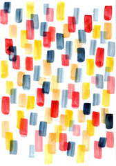 Watercolor abstract brush pattern. Vertical stripes and strokes. Bright colorful background for design. It can be used as a sample for the designer. 