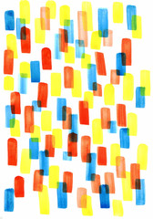 Watercolor abstract brush pattern. Vertical stripes and strokes. Bright colorful background for design.