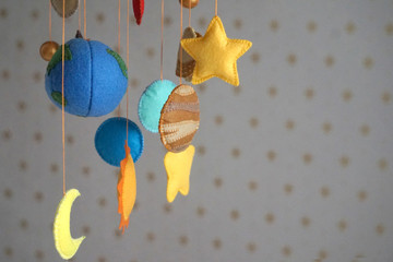 hanging toys from felt in the form of planets of the solar system © Мария Агеева