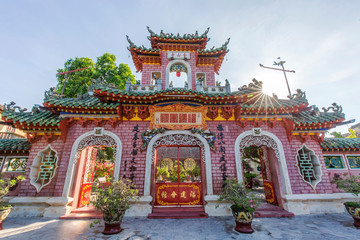 Hoi An old town. Hoi An is a popular tourist destination of Asia. Hoian is recognized as a World Heritage Site by UNESCO. " Hoi Quan Phuc Kien "