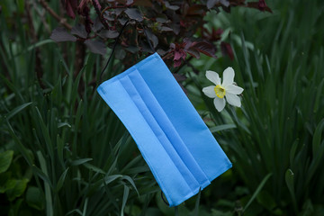 Coronavirus mask with narcissus flower