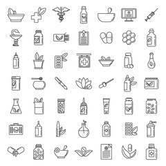 Homeopathy health icons set. Outline set of homeopathy health vector icons for web design isolated on white background