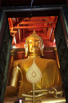 Golden sitting Buddha at Wat Phanan Choeng Temple in Ayutthaya