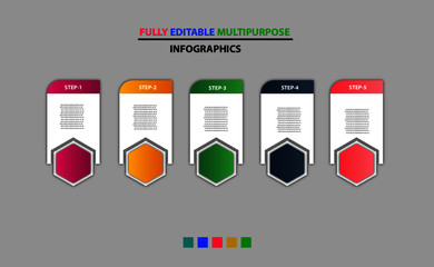 multipurpose  gradients hexagonal  infographic template design
