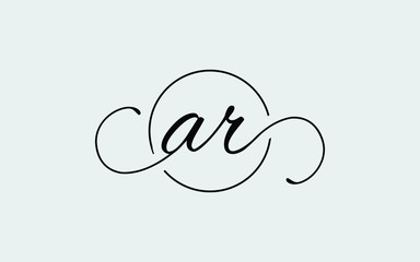ar or ra and a, r Lowercase Cursive Letter Initial Logo Design, Vector Template