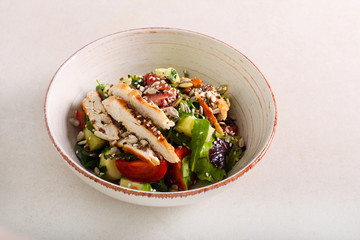 Healthy vegetable and chicken salad