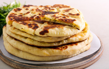 Flatbread with cheese and herb filling
