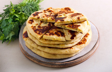 Flatbread with cheese and herb filling
