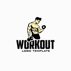Fototapeta na wymiar body builder logo design inspiration . gym fitness logo design template . muscular man lifting dumbbells vector