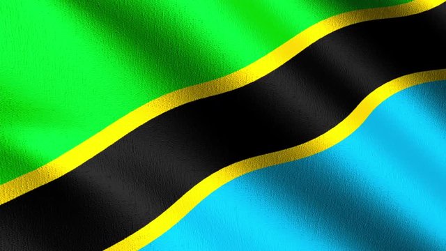 Seamless Loop 4K VDO. Tanzania national flag blowing in the wind isolated. Official patriotic abstract design. 3D rendering illustration of waving sign symbol.