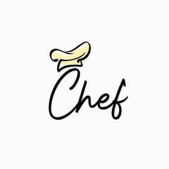 Simple chef logo design inspiration . chef callugraphy logotype . handwriting chef logo design template