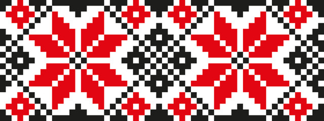 Ethnic traditional seamless pattern. Embroidery on fabric. Patchwork texture. Weaving. Folk motif.