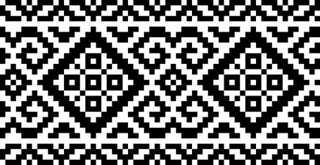 Fototapeta premium Ethnic traditional seamless pattern. Embroidery on fabric. Patchwork texture. Weaving. Folk motif.