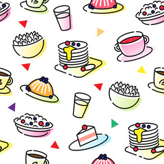 Cooking seamless pattern retro style with kitchen and baking items vector