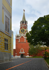 Fototapeta na wymiar The Moscow Kremlin. Spasskaya tower with chimes. Russia
